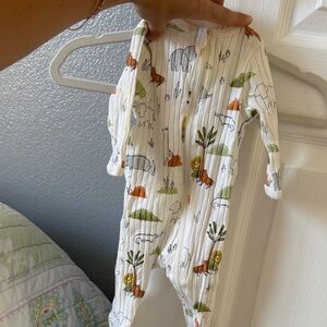 White Safari-Print Baby Footed One-Piece